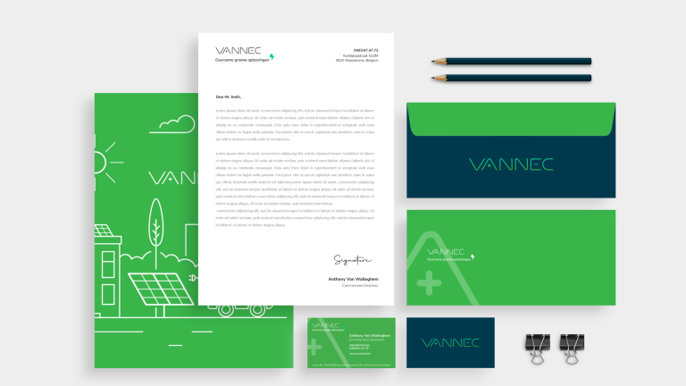 Vannec paper, business cards, envelopes, folder and paper design